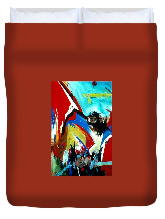  Duvet Cover featuring the painting Money Chaos by John Gholson