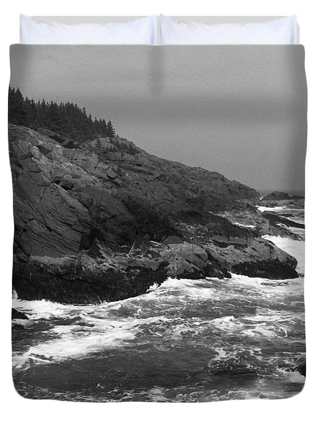 Landscape Duvet Cover featuring the photograph Atlantic Ocean from Monhegan Island Maine by Paul Ross