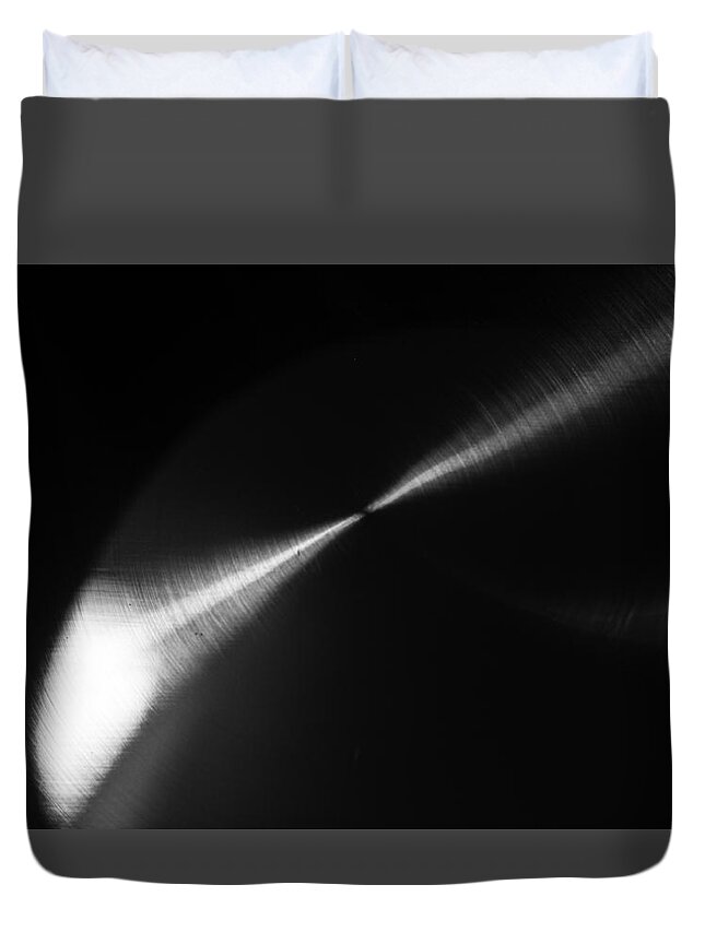 Online Gallery Duvet Cover featuring the photograph Monochrome Abstract Frying Pan and Light by John Williams