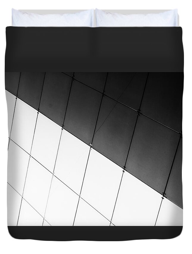 Monochrome Duvet Cover featuring the photograph Monochrome Building Abstract 3 by John Williams