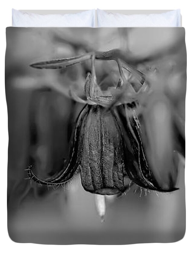 Black And Whit Duvet Cover featuring the photograph monochrome Harebells Or Bluebells by Leif Sohlman