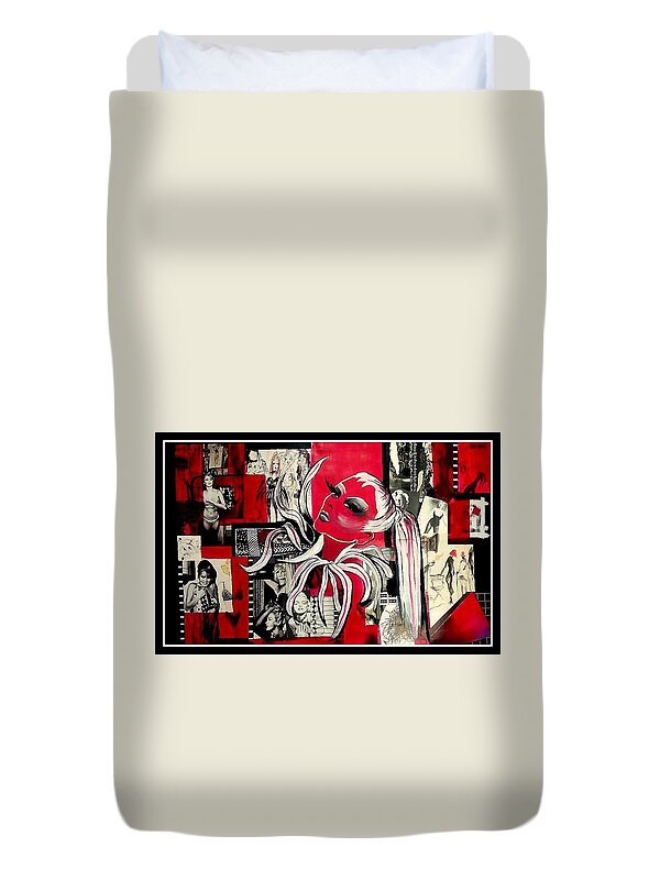 Abstract Duvet Cover featuring the painting Monroe and Bardot collage by Patricia Rachidi