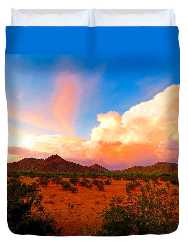 Monsoon Duvet Cover featuring the photograph Arizona Monsoon Storm Sunset by Judy Kennedy