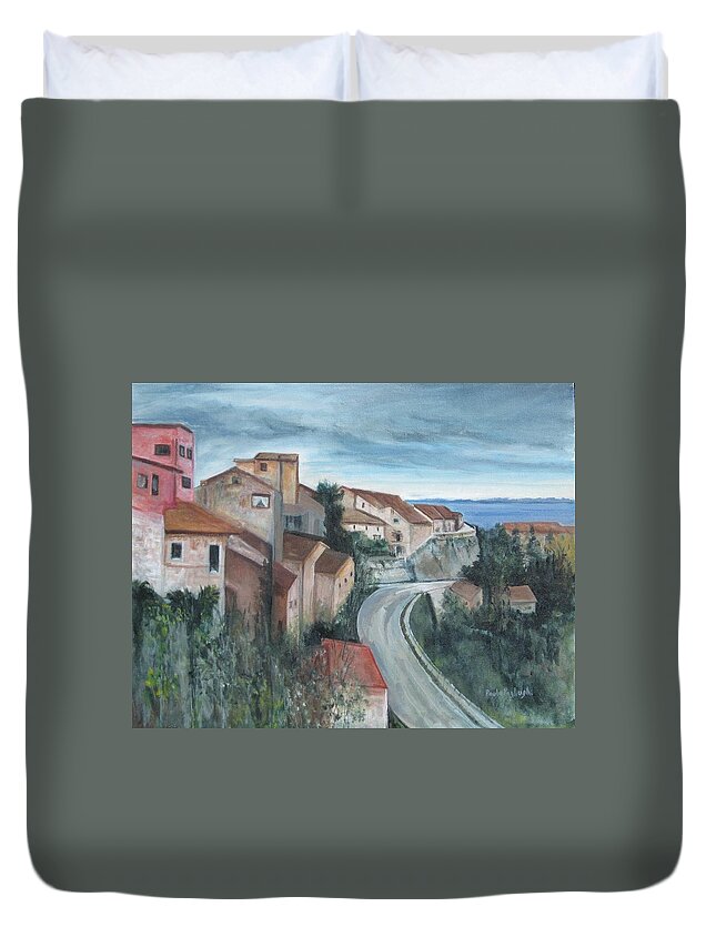 Italy Duvet Cover featuring the painting Montepulciano by Paula Pagliughi