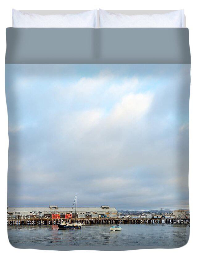 Monterey Duvet Cover featuring the photograph Monterey's Commercial Wharf by Derek Dean