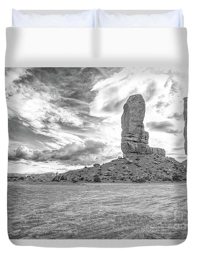 Monument Valley Duvet Cover featuring the photograph Monument Valley, Monochrome by Felix Lai