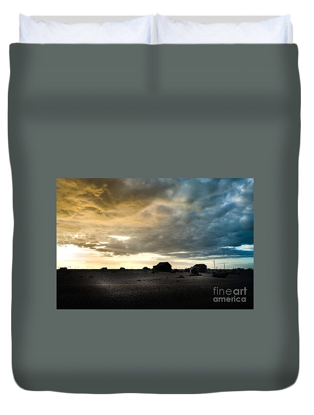 Beach Duvet Cover featuring the photograph Moody Sky, Dungeness Beach by Perry Rodriguez