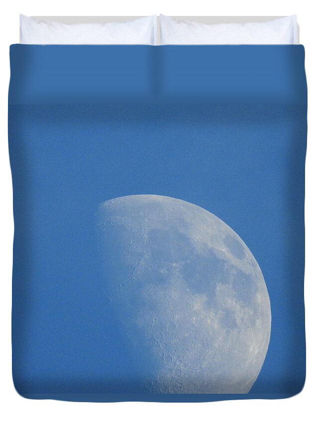Moon Duvet Cover featuring the photograph Moon In Blue by Jan Gelders