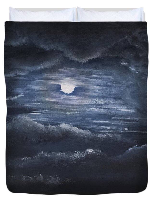 Moon Duvet Cover featuring the painting Moon in NC by Davend Dom
