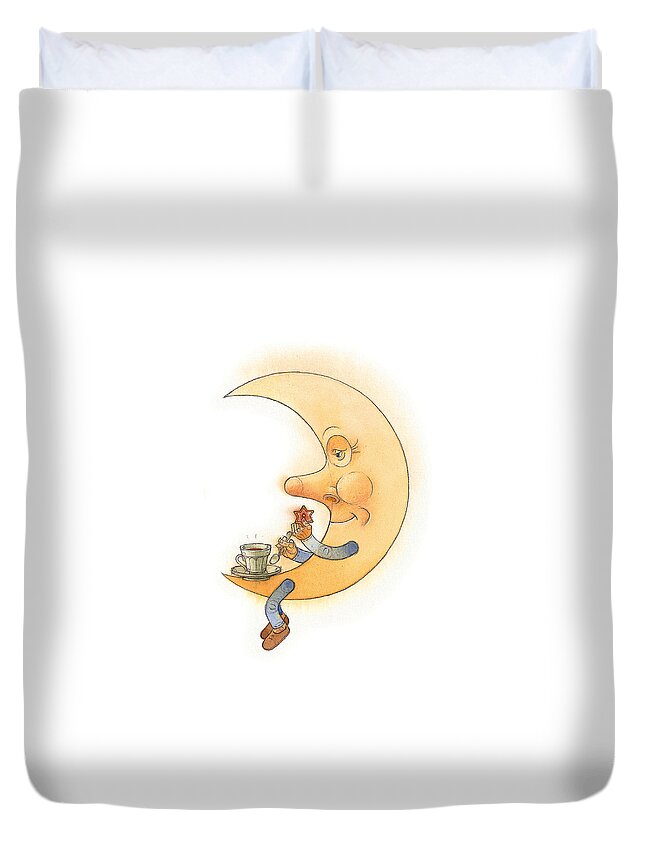 Moon Night Dark Evening Duvet Cover featuring the painting Moon02 by Kestutis Kasparavicius