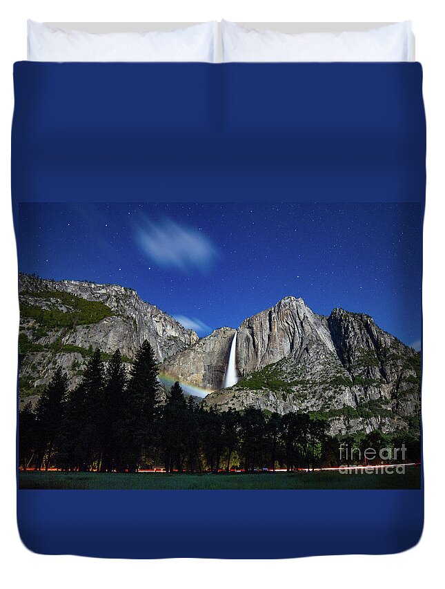 Clouds Duvet Cover featuring the photograph Moonbow and Louds by Brandon Bonafede