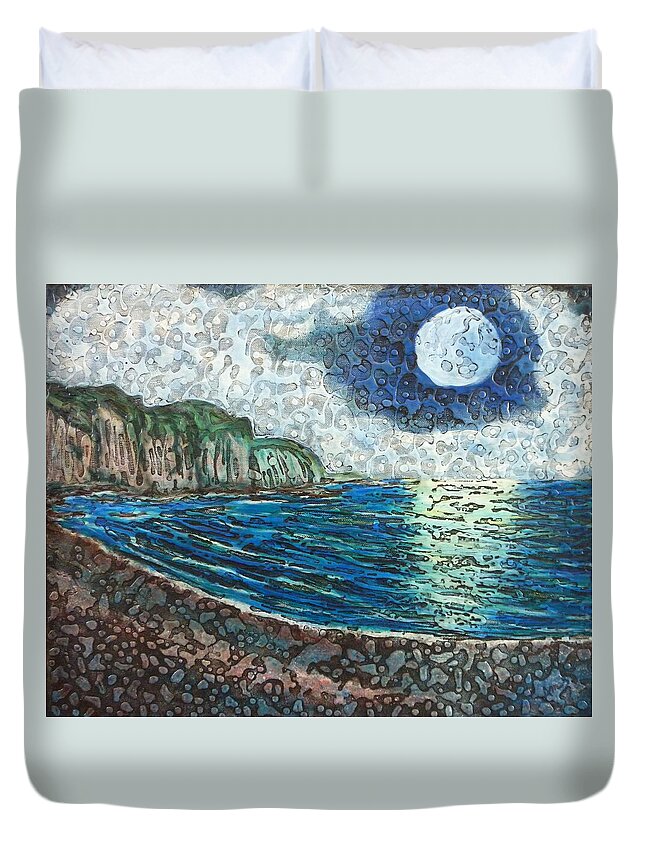 Moonlight In Pourvill Duvet Cover featuring the painting Moonlight in Pourvill by Amelie Simmons