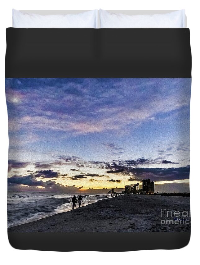 Al Duvet Cover featuring the photograph Moonlit Beach Sunset Seascape 0272d by Ricardos Creations