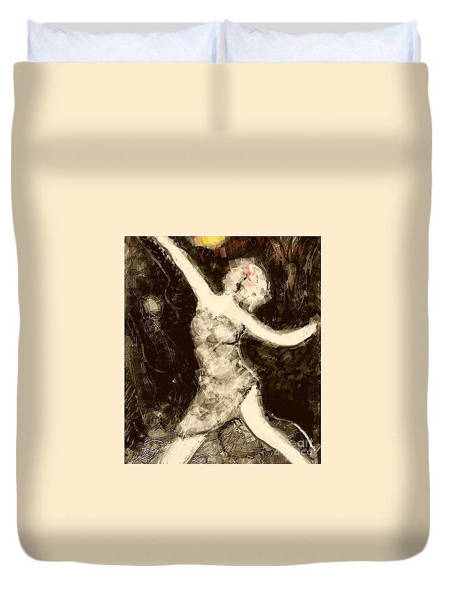 Smartphone Drawing Duvet Cover featuring the digital art Moonlit dancer by Subrata Bose