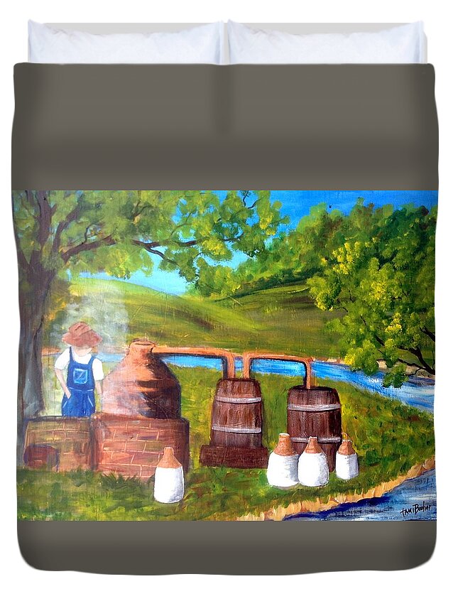 Moonshine Duvet Cover featuring the painting Moonshiner by Tami Booher