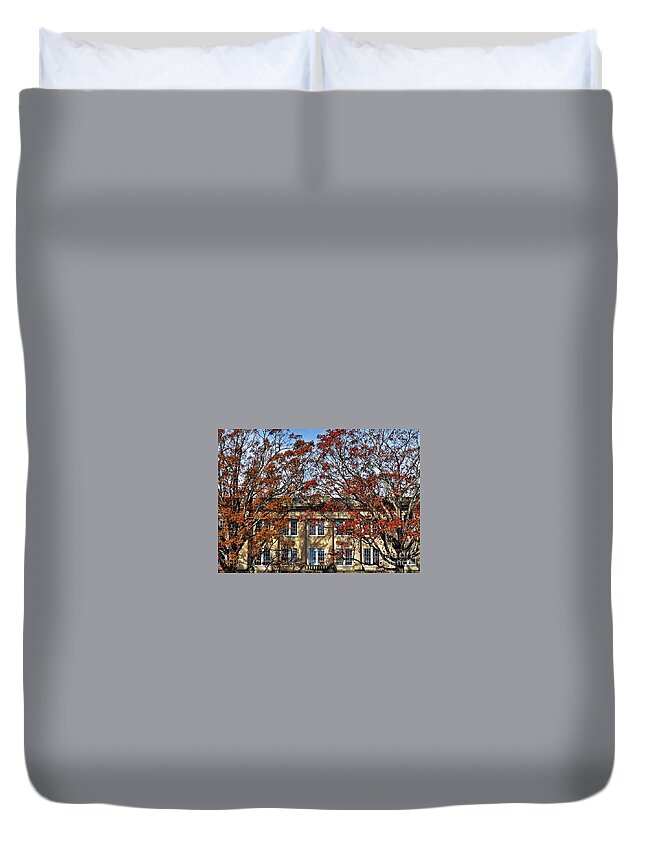 Courthouse Duvet Cover featuring the photograph Moore County Courthouse In Autumn by Lydia Holly