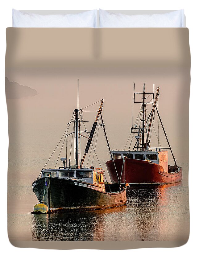 Moored At First Light Duvet Cover featuring the photograph Moored At First Light by Marty Saccone