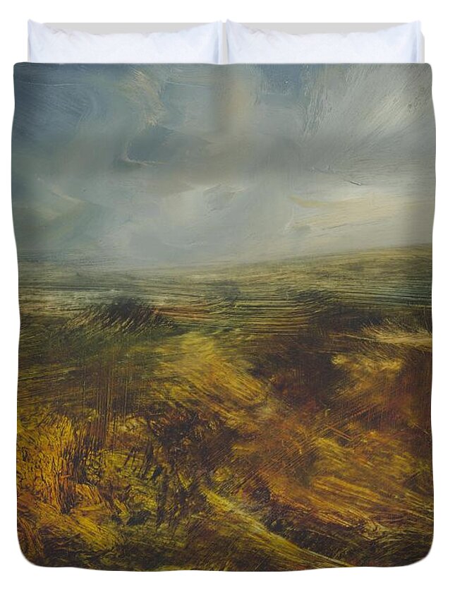 Moorland Duvet Cover featuring the painting Moorland 71 by David Ladmore