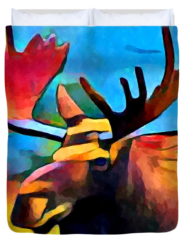 Moose Duvet Cover featuring the painting Moose by Chris Butler