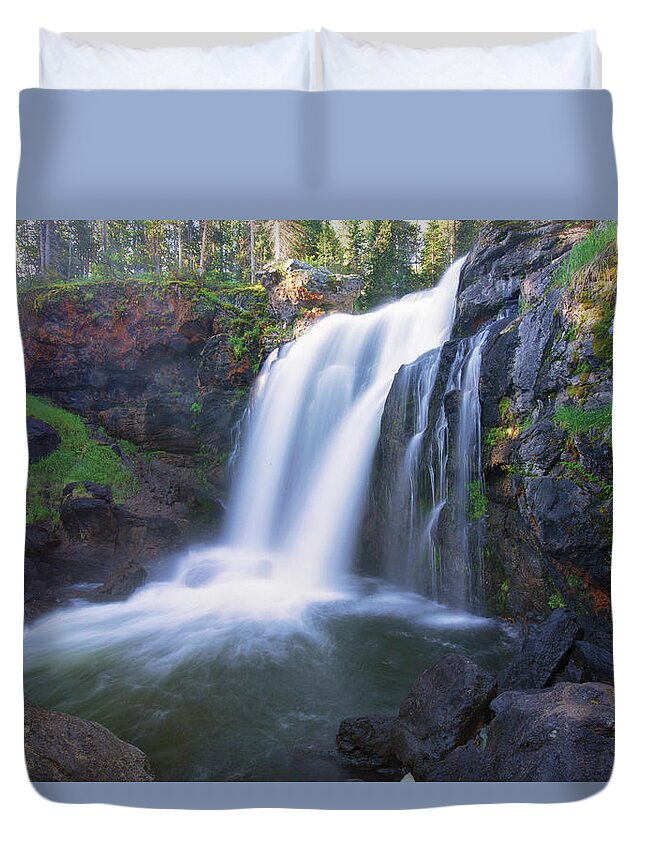 Waterfalls Duvet Cover featuring the photograph Moose Falls by Nancy Dunivin