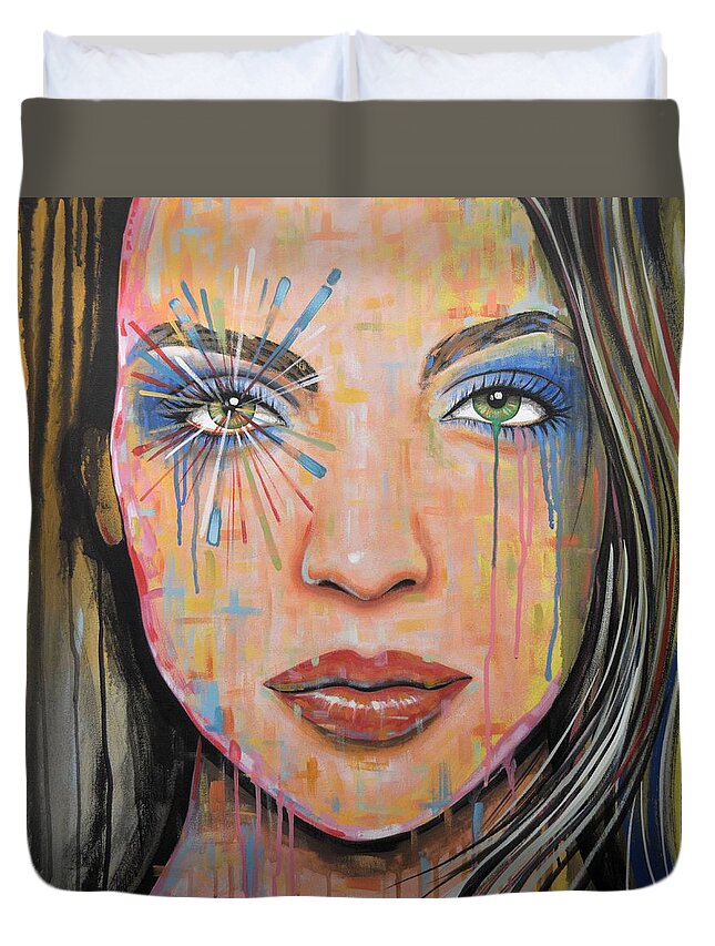 Portrait Duvet Cover featuring the painting More Than Dreams by Amy Giacomelli