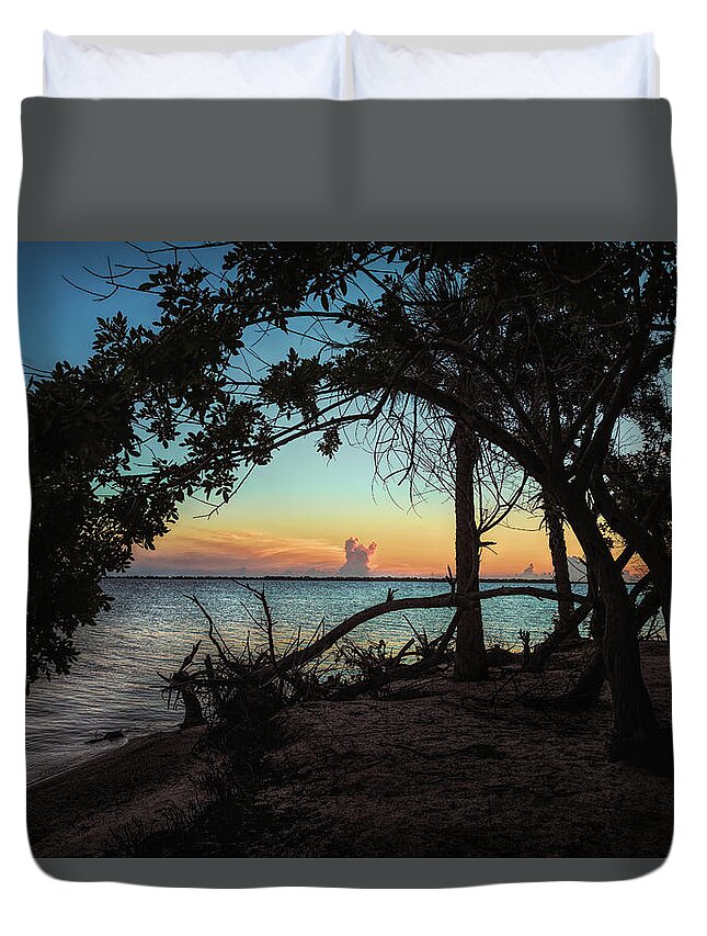 Landscape Duvet Cover featuring the photograph Morning at Dolphin Tail by John M Bailey