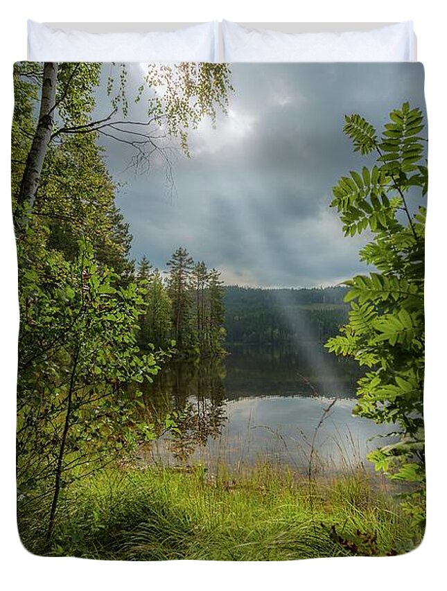 Landscape Duvet Cover featuring the photograph Morning Breath by Rose-Marie Karlsen