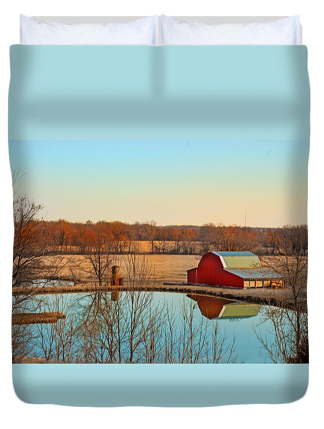Barn Duvet Cover featuring the photograph Morning Calm by Jolynn Reed