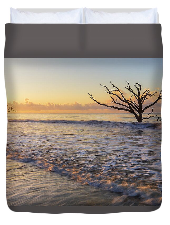 South Carolina Duvet Cover featuring the photograph Morning glow at Botany Bay beach by Stefan Mazzola