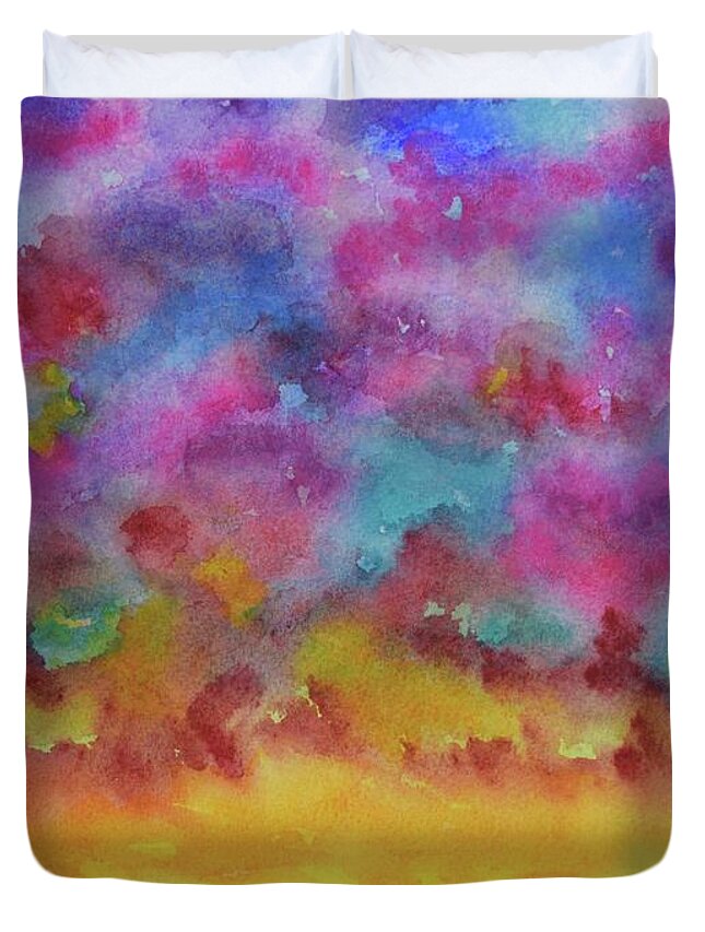  Barrieloustark Duvet Cover featuring the painting Morning In Big Sky Country by Barrie Stark