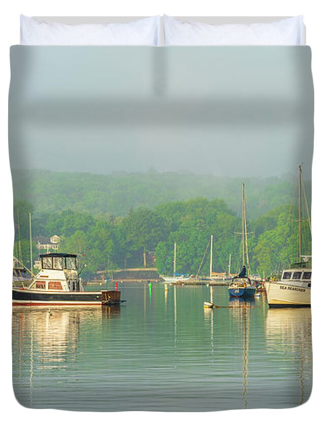 Harbor Duvet Cover featuring the photograph Morning in Northport Harbor by Sean Mills