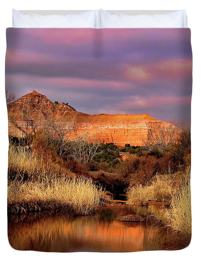 Palo Duro Canyon Duvet Cover featuring the photograph Morning in Palo Duro Canyon by Sherry Karr Adkins
