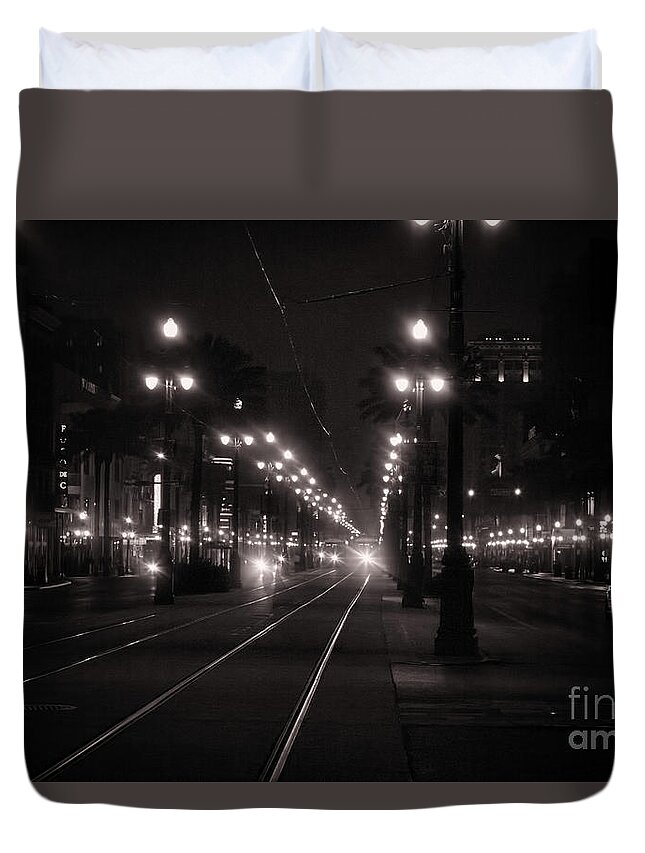 Nola Duvet Cover featuring the photograph Morning on Canal Street by Jarrod Erbe