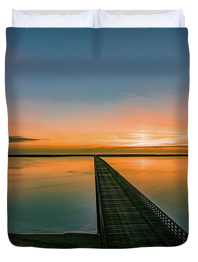 Bridge Duvet Cover featuring the photograph Morning On The Bridge by William Bretton