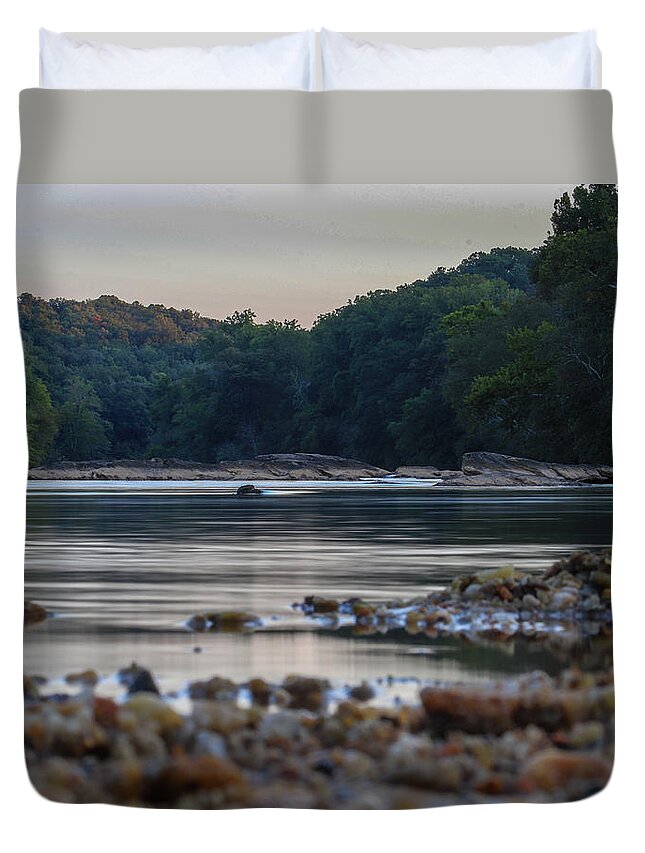 River Duvet Cover featuring the digital art Morning On The Hooch by Kathleen Illes
