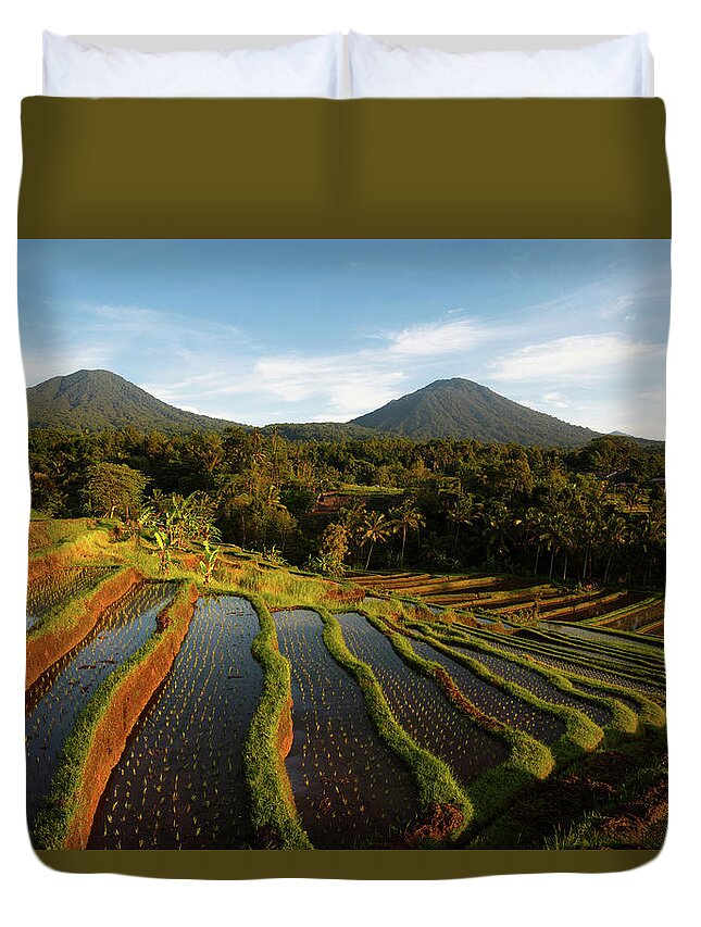 Jatiluwih Duvet Cover featuring the photograph Morning on the Terrace by Andrew Kumler