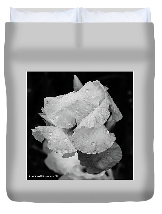 Flowers Duvet Cover featuring the photograph Morning Rain Drops by Danny Baum
