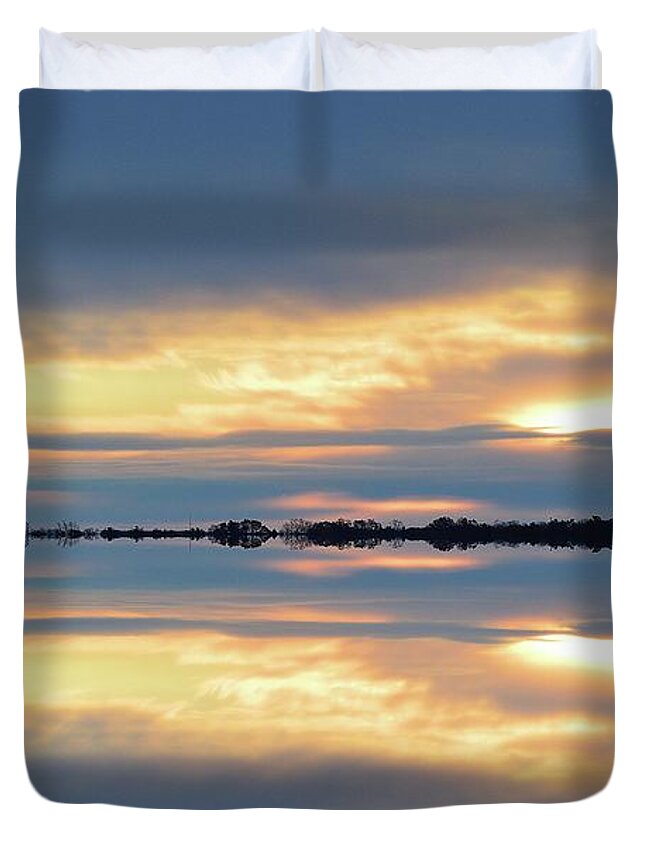 Abstract Duvet Cover featuring the digital art Morning Reflection by Lyle Crump