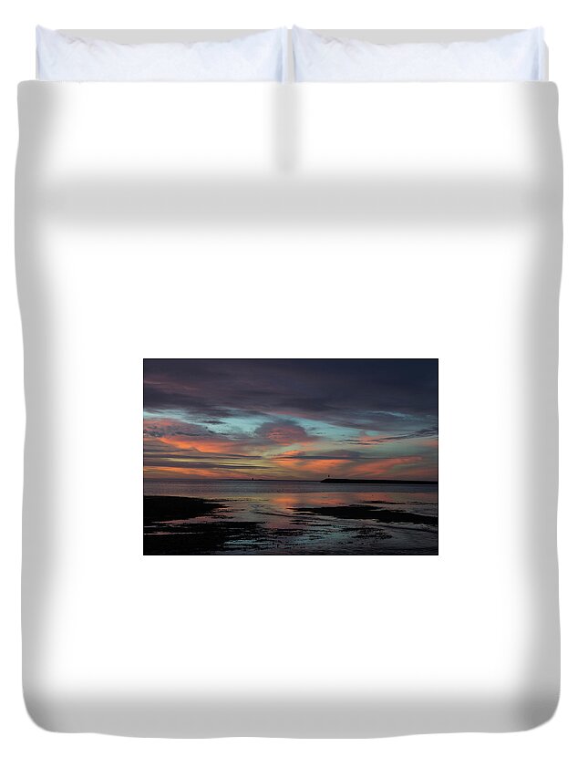 Provincetown Duvet Cover featuring the photograph Morning SkyBlue Pink by Ellen Koplow