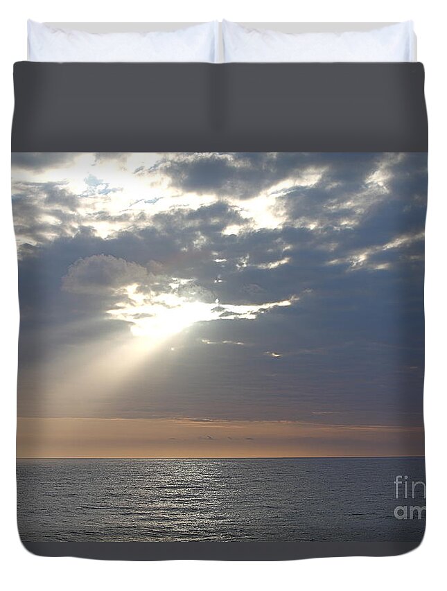 Sky Duvet Cover featuring the photograph Morning Sunburst by Nadine Rippelmeyer
