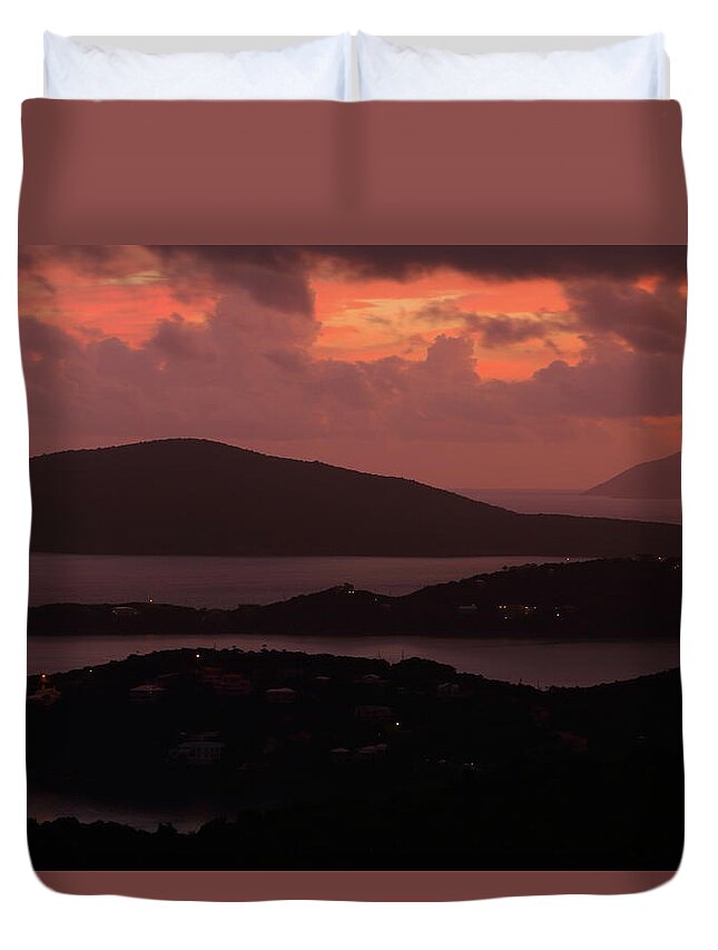Sunrise Duvet Cover featuring the photograph Morning sunrise from St. Thomas in the U.S. Virgin Islands by Jetson Nguyen