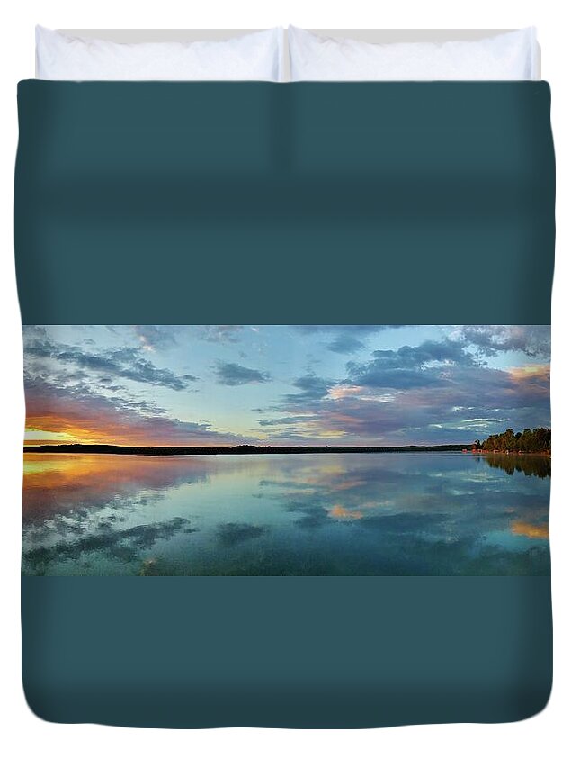 Sunrise Duvet Cover featuring the photograph Morning Sunrise on the Lake by Bruce Bley