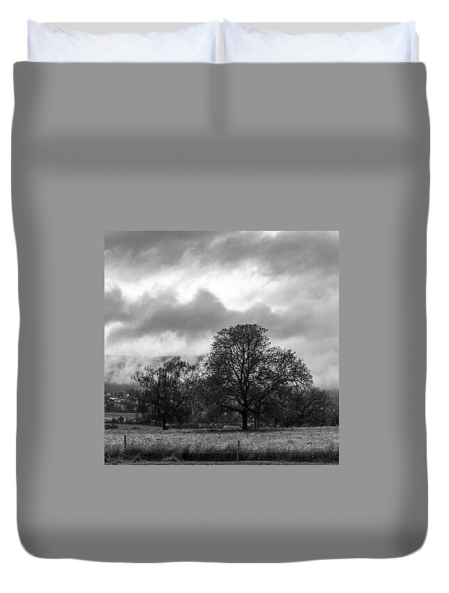 Misty Duvet Cover featuring the photograph Morning View by Aleck Cartwright