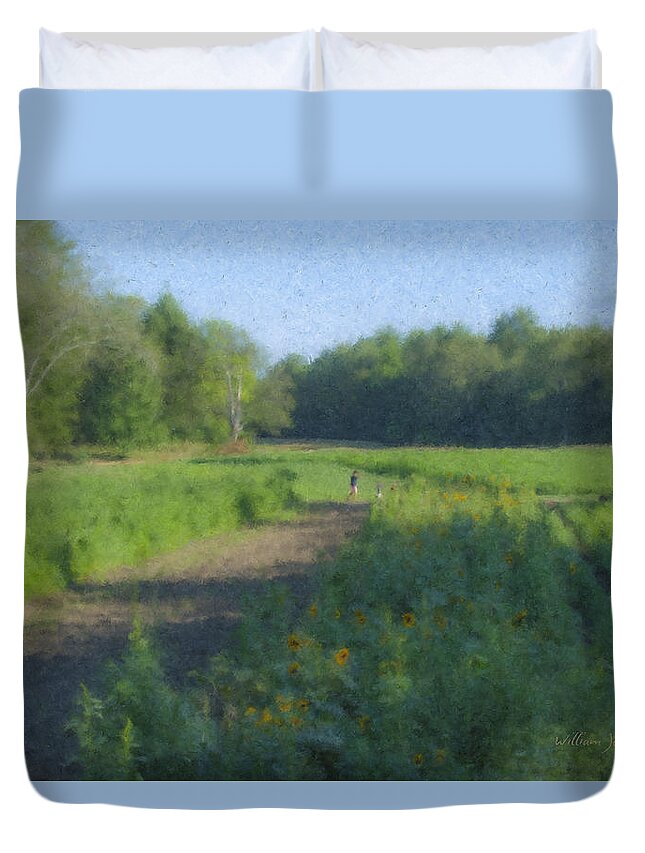 Langwater Farm Duvet Cover featuring the painting Morning Walk at Langwater Farm by Bill McEntee