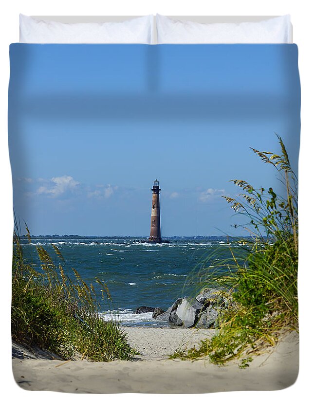 Folly Beach Duvet Cover featuring the photograph Morris Lighthouse Dreams by Jennifer White