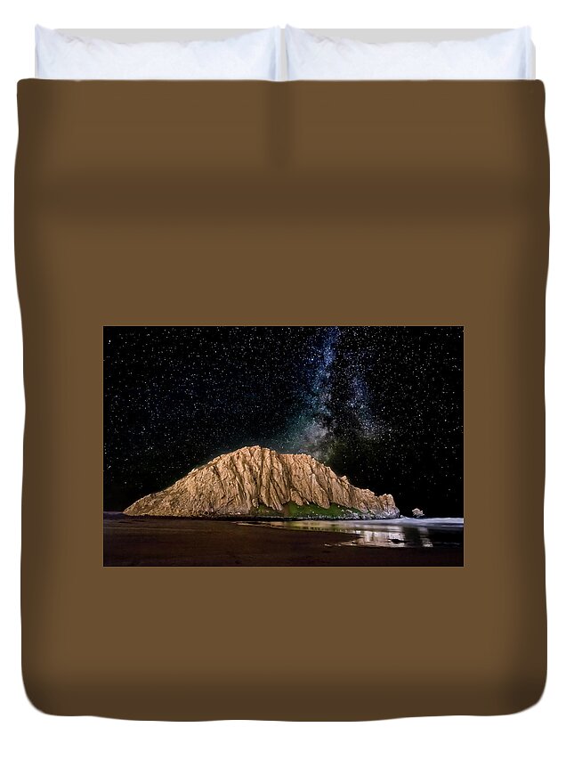 Milky Way Duvet Cover featuring the photograph Morro Rock After Dark by Beth Sargent