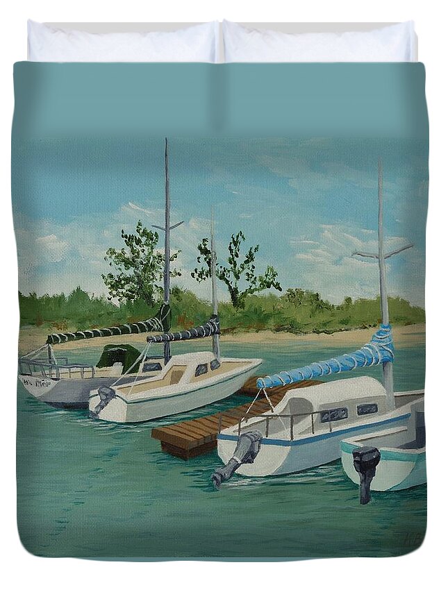 Morro Duvet Cover featuring the painting Morro Bay State Park CA by Katherine Young-Beck