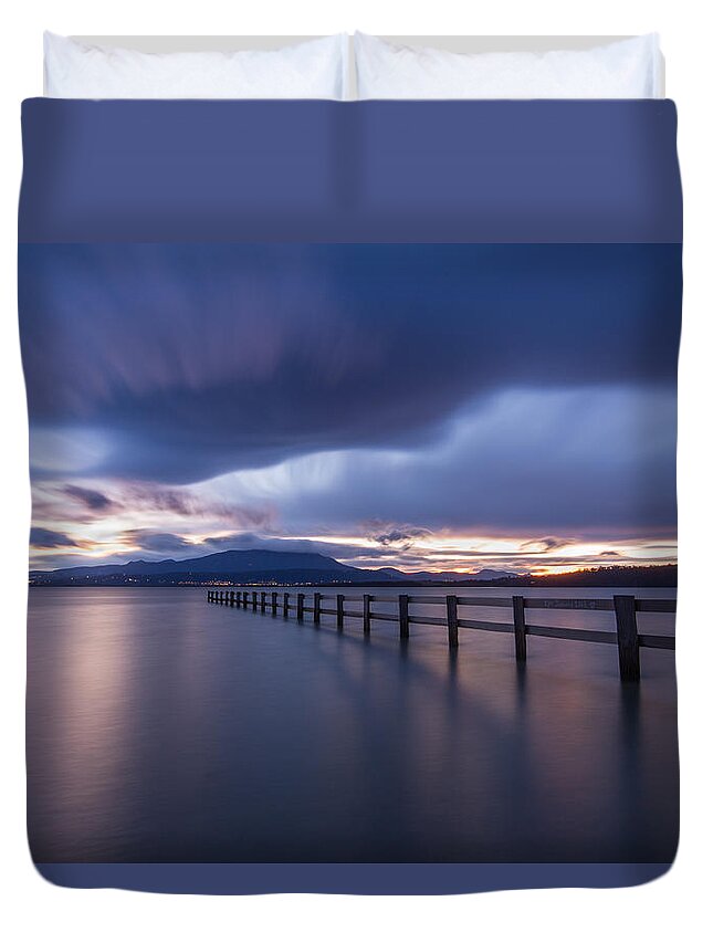 Landscape Duvet Cover featuring the photograph Mortimer Bay by Tim Lake