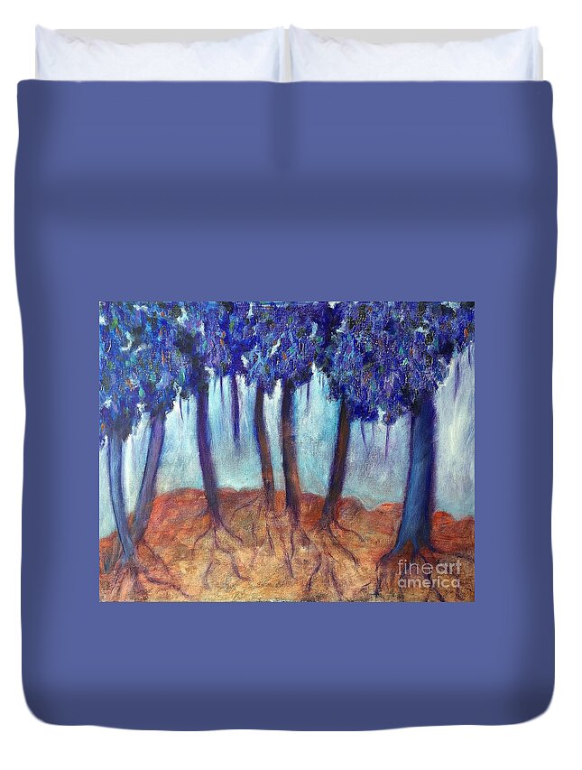 Landscape Duvet Cover featuring the painting Mosaic Daydreams by Elizabeth Fontaine-Barr