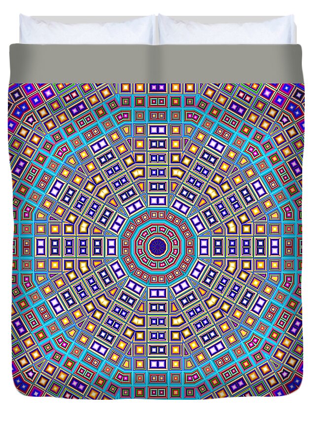 Colorful Mosaic Tiles Duvet Cover featuring the digital art Mosaic Kaleidoscope by Shawna Rowe